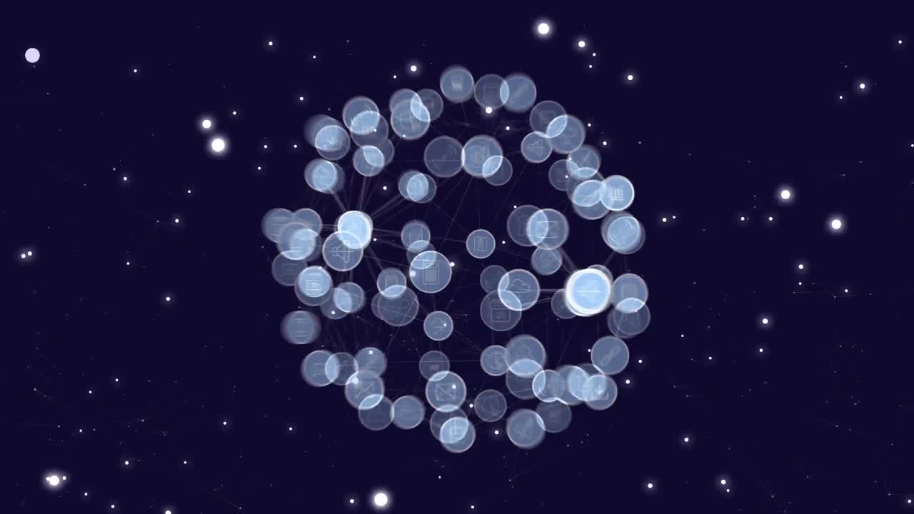 Data connections against many white lights moving