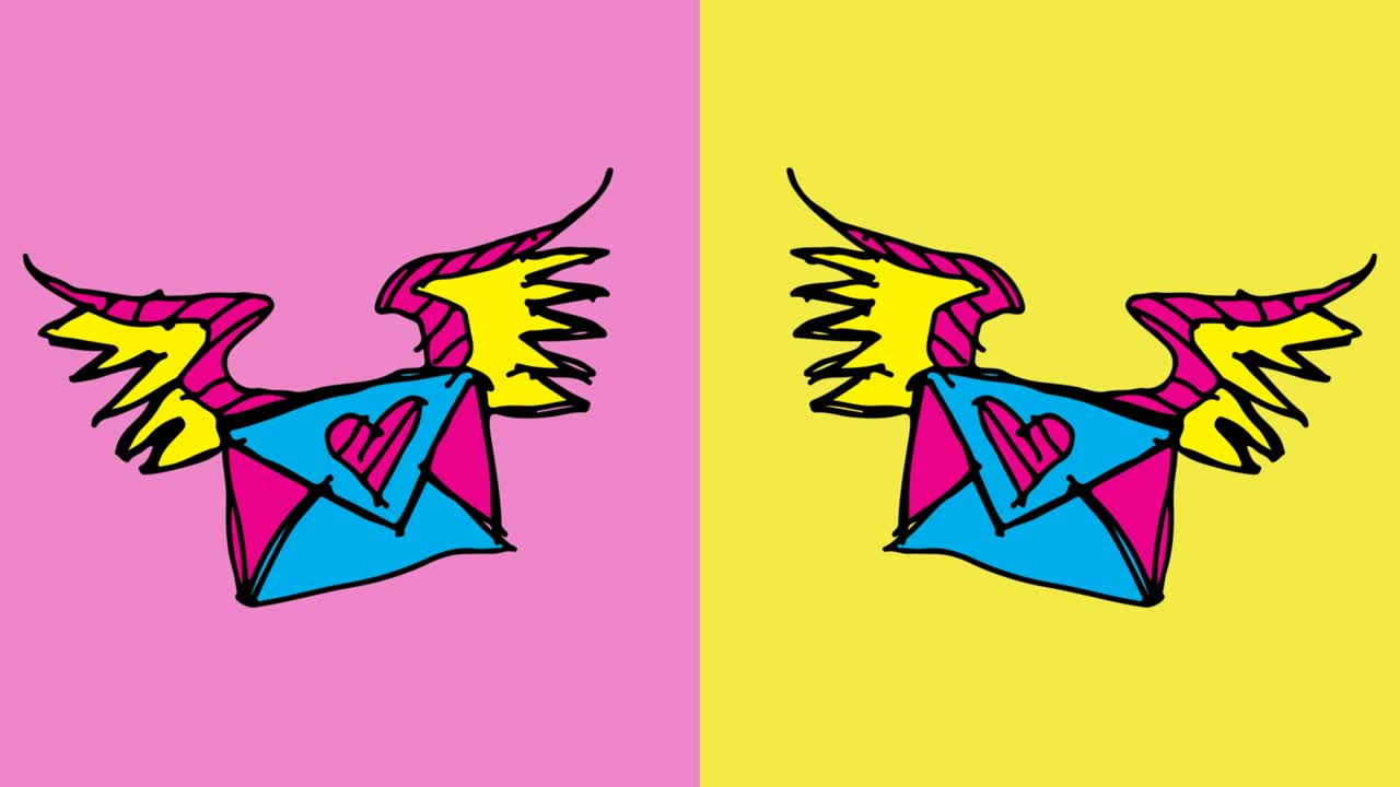 niños dibujando arte pop fondo sin costuras con el tema de la carta de amor