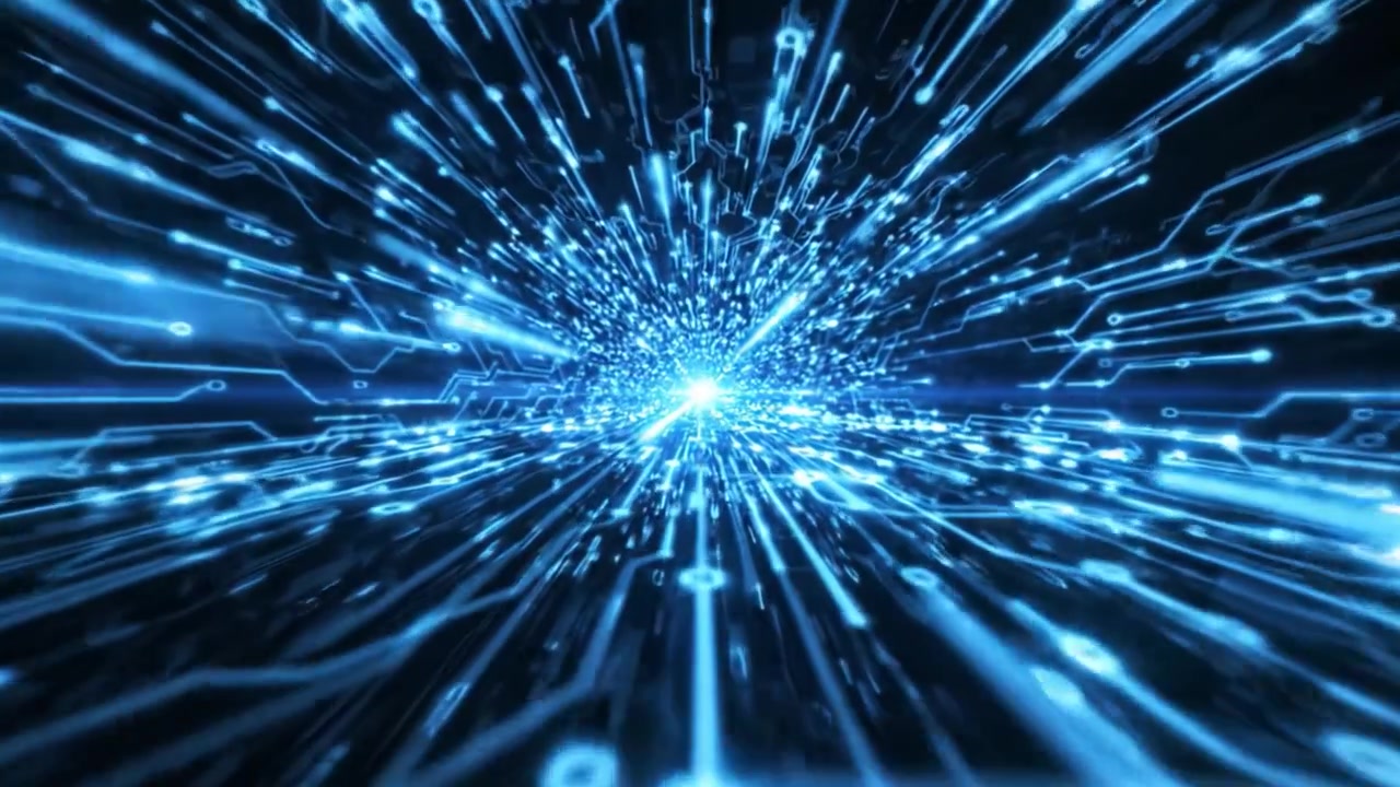 An Explosive Display of Digital Connectivity: A Visual Journey Through the Pulsating Energy of 21st Century Technology in Stunning Blue Spectrum