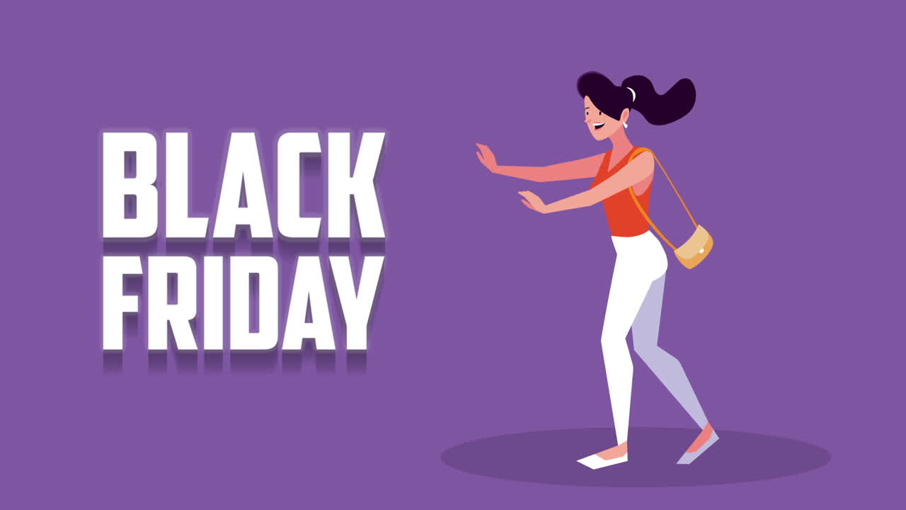 mujer emocionada comprando en el viernes negro