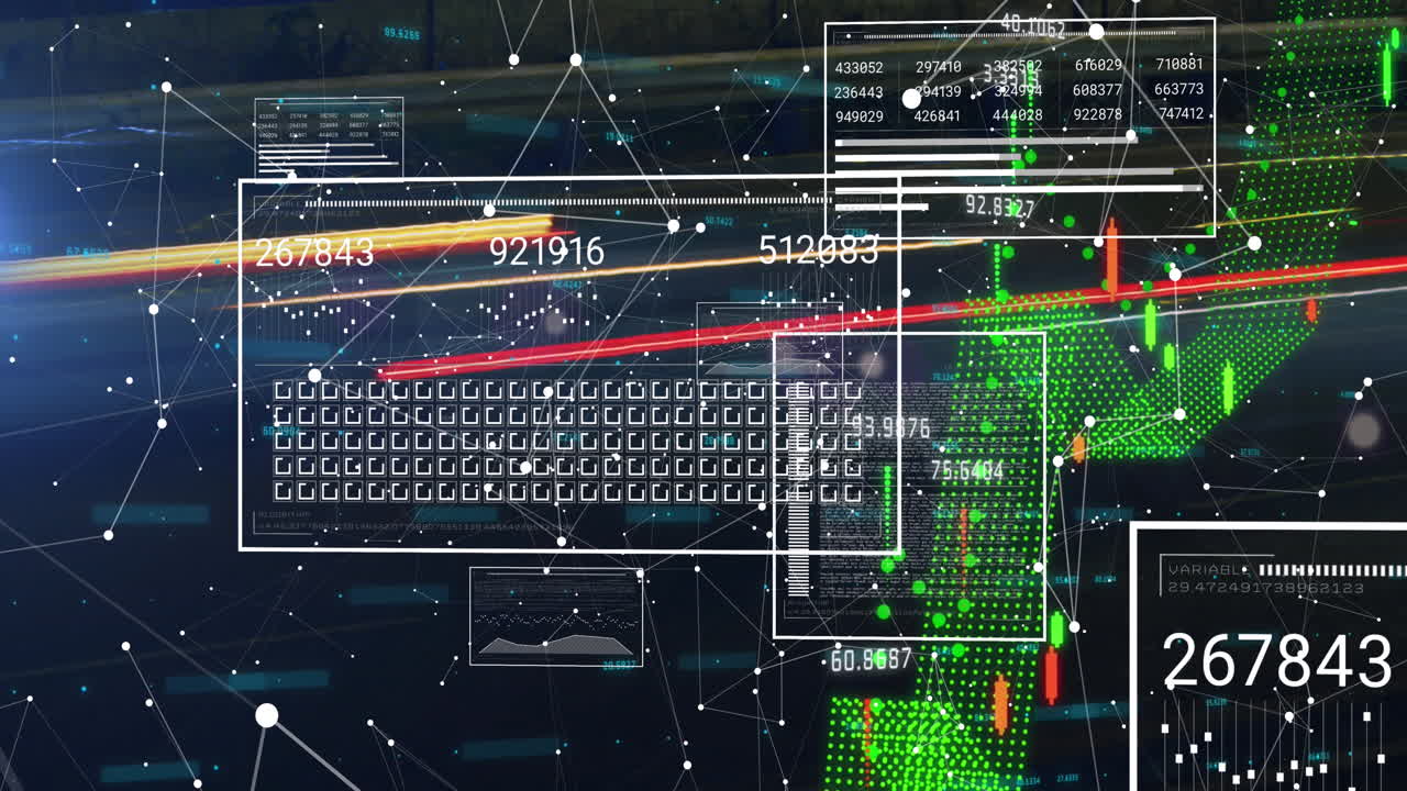 Animation of financial data processing over connections