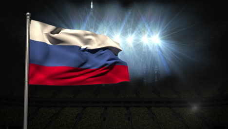 bandera nacional de rusia ondeando en el mástil de la bandera