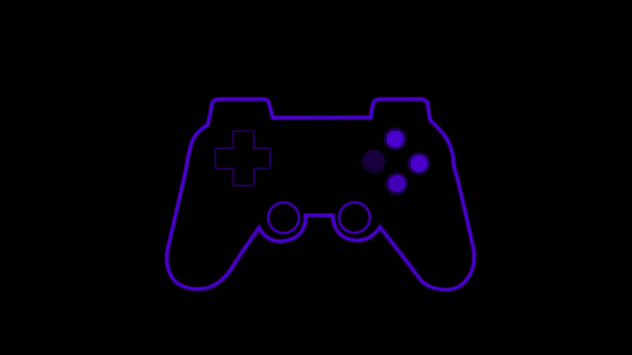 보라색 비디오 게임 로고의 애니메이션
