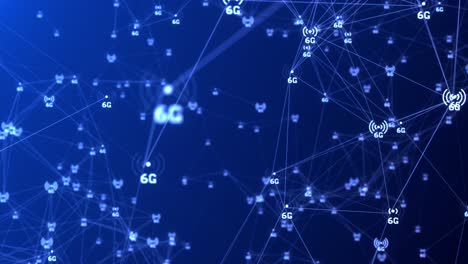6g new wireless internet wifi connection loop animation big data binary code flow numbers global