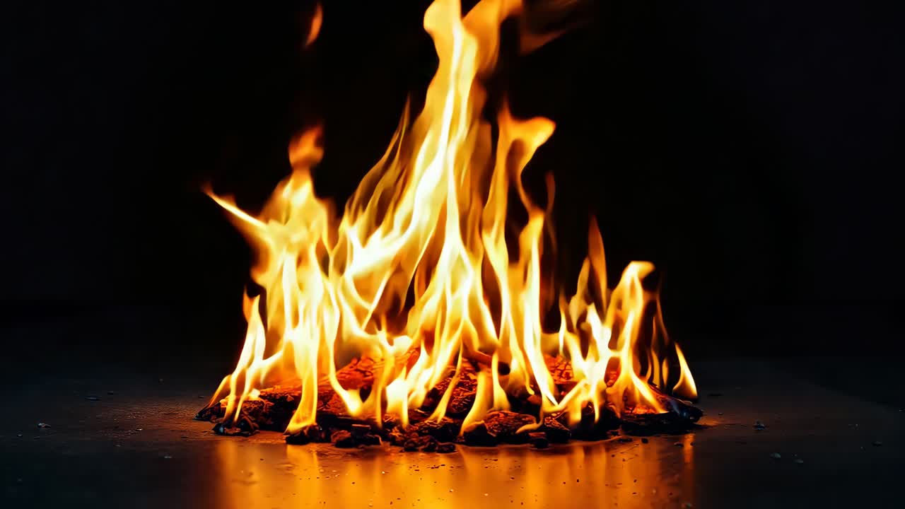 un primer plano de un fuego ardiendo en la oscuridad