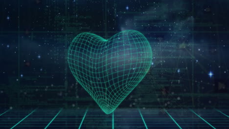 animation of heart and data processing over grid