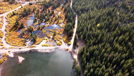 4K-Aerial-Drone-Footage-over-Blue-Lakes-in-Breckenridge-Autumn-Fall-foliage-Rocky-Mountains-Colorado