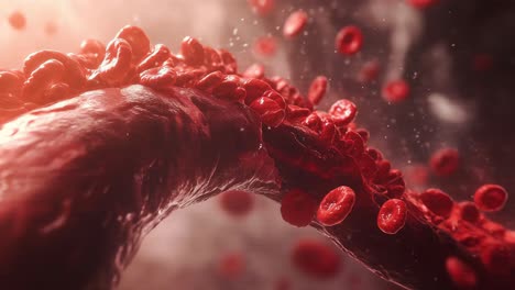 red blood cells in a blood vessel