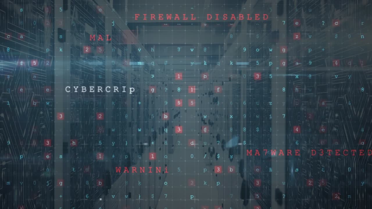 Animation of data processing over server room
