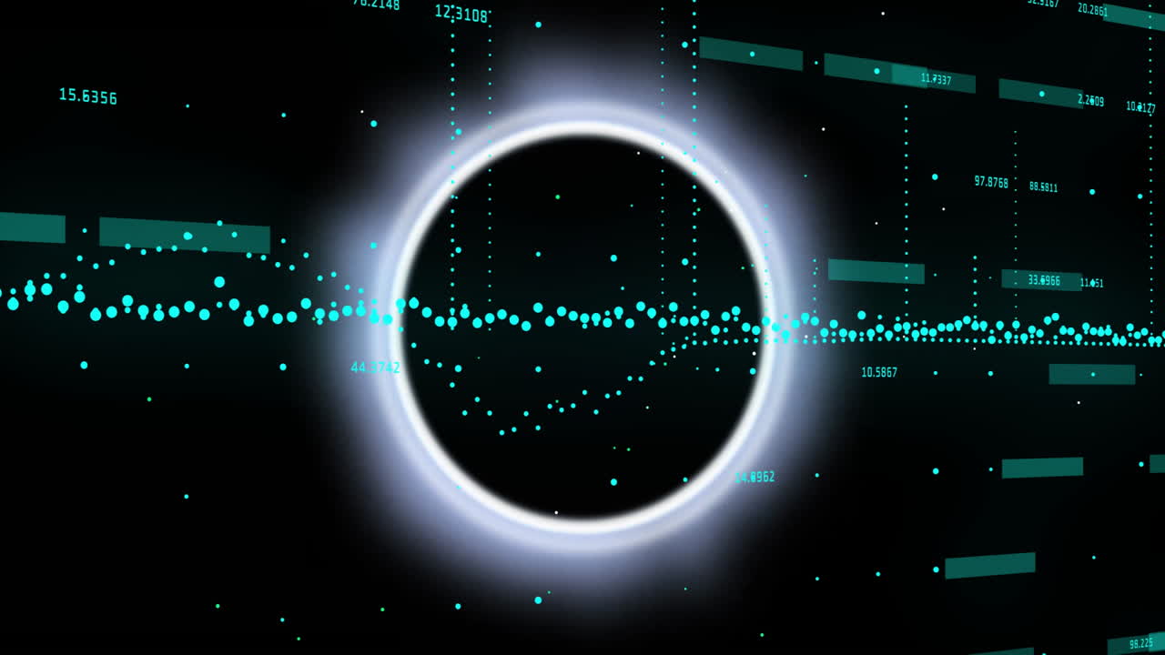 Futuristic technology animation with glowing circle and data points