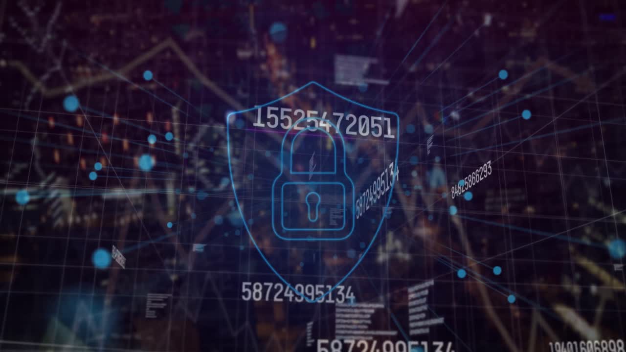 animación del procesamiento de datos sobre el paisaje urbano