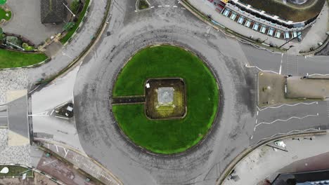 Birds eye view of the clocktower roundabout in Skegness, Lincolnshire, UK