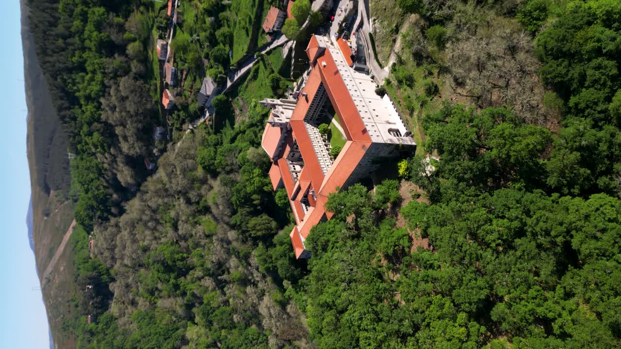 drone shot monastery santo estevo of ribas of sil, ribeira sacra, nogueira of ramu&iacute;n, ourense, galicia, spain