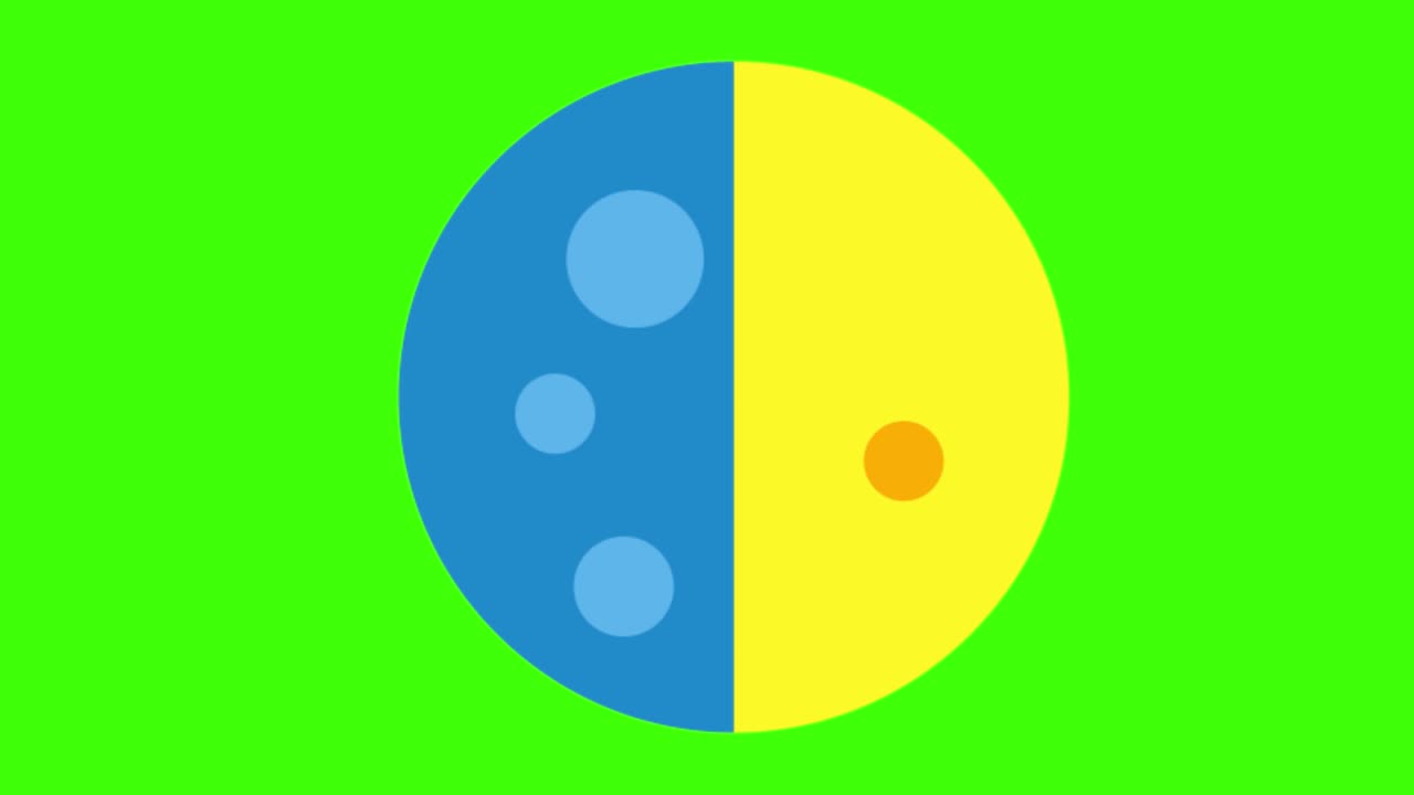 animación simple y colorida de un icono de luna del primer cuarto de cera aislado en una pantalla verde en 4k