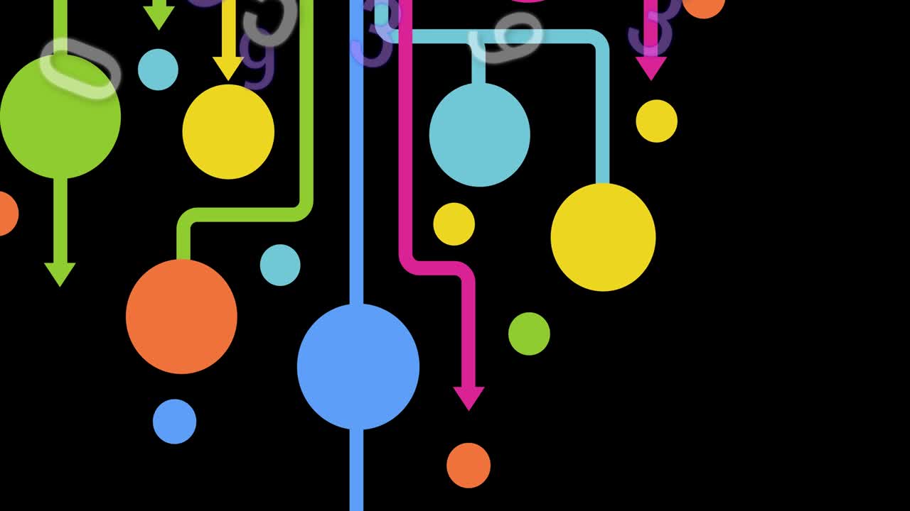 animación de números cambiantes y red de conexiones sobre fondo negro