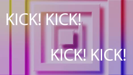 Animation-of-kick-text-over-shapes-on-purple-background