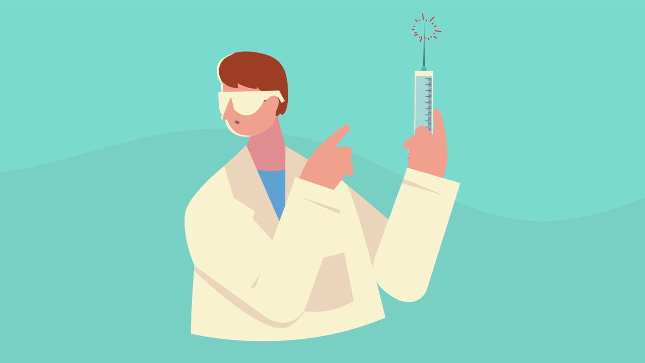 백신 주사기를 가진 남성 의사