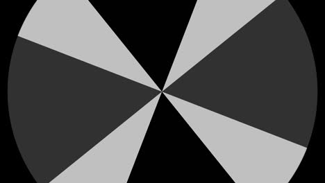 graphic drawing in black and white with stroboscopic and hypnotic effect, while it rotates clockwise and increases in size.