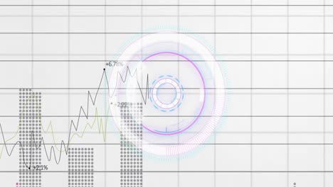 Animation-Eines-Runden-Scanners-über-Einem-Gitternetz-Vor-Statistischer-Datenverarbeitung-Auf-Grauem-Hintergrund