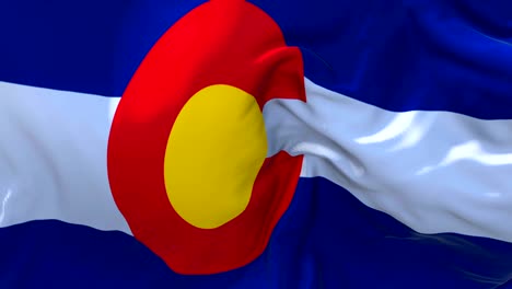 colorado flag waving in wind slow motion animation . 4k realistic fabric texture flag smooth blowing on a windy day continuous seamless loop background.