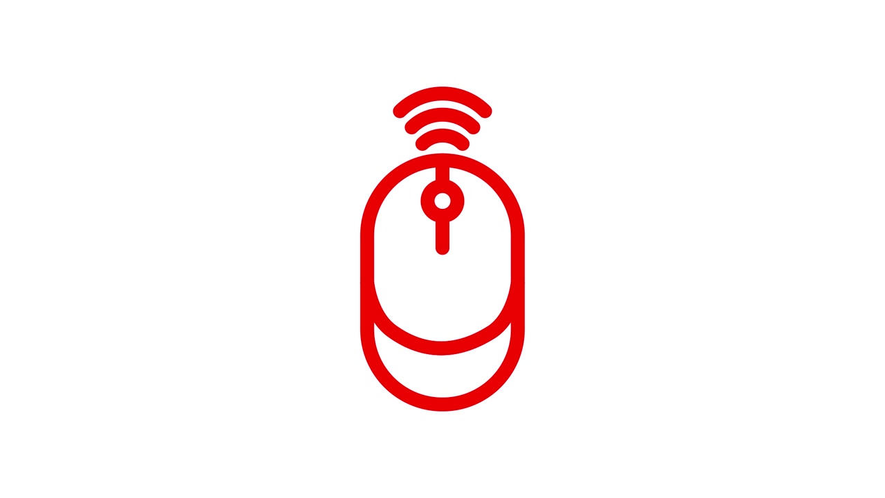 Red Wireless Computer Mouse Icon with Animated Signal