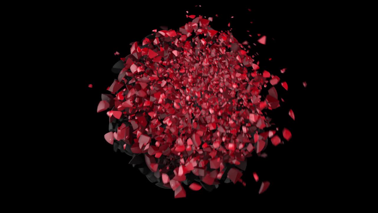 Cracking and breaking of several round balls - Exploding Bacteria - Exploding atomic nucleus - Colour exploding animation, loopable - Looping 4K Exploding ball - 3D Ball Boom - Black Background