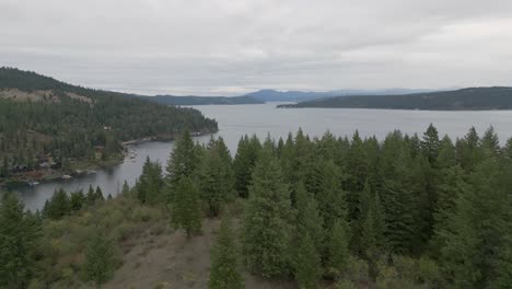 coeur d'alene lake in north idaho on a cool fall morning