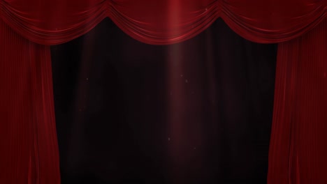 animation of light spots and trails over red curtain on black background