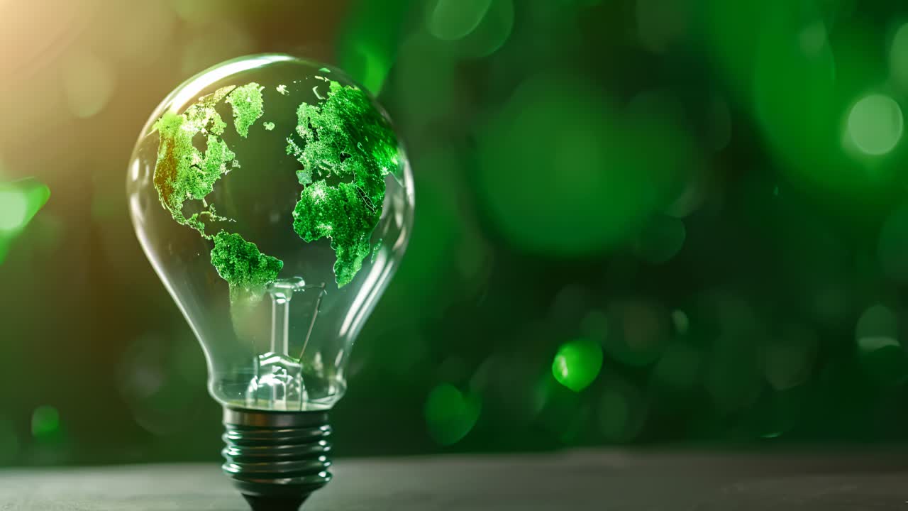 Green Earth Lightbulb - Sustainable Energy Concept