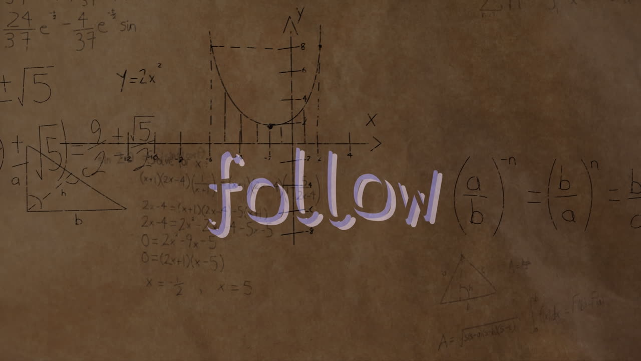 갈색 배경에 수학 수식에 대한 추적 애니메이션