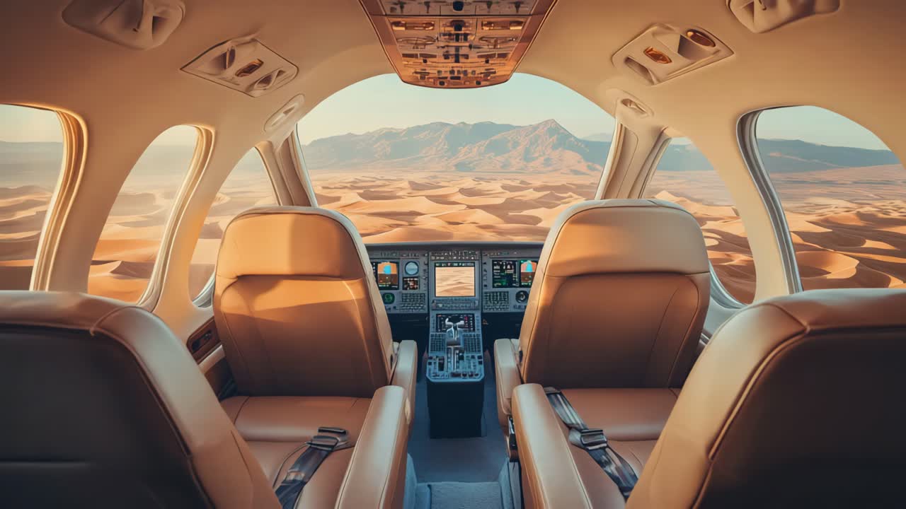 Airplane Cockpit View Over Desert Landscape