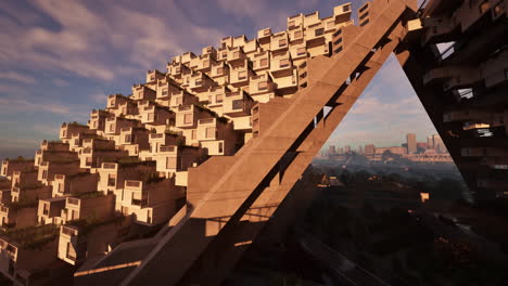 Futuristic Brutalist High-Rise Building in a Modern City