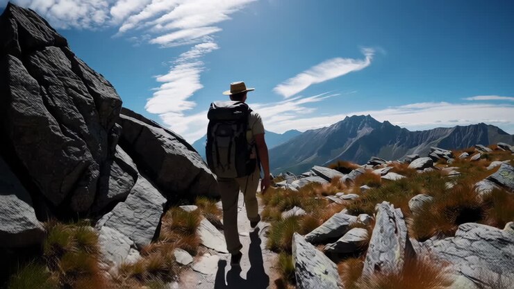 Hiker on a Mountain Trail