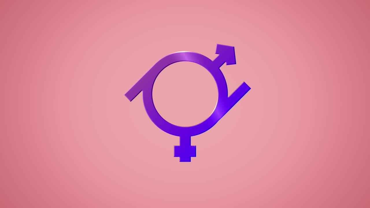 Animazione del simbolo gender fluid viola su sfondo rosa