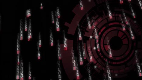 animation of binary coding and data processing over scope