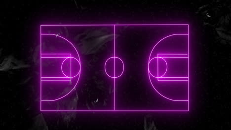 neon pink basketball court animation over dark background
