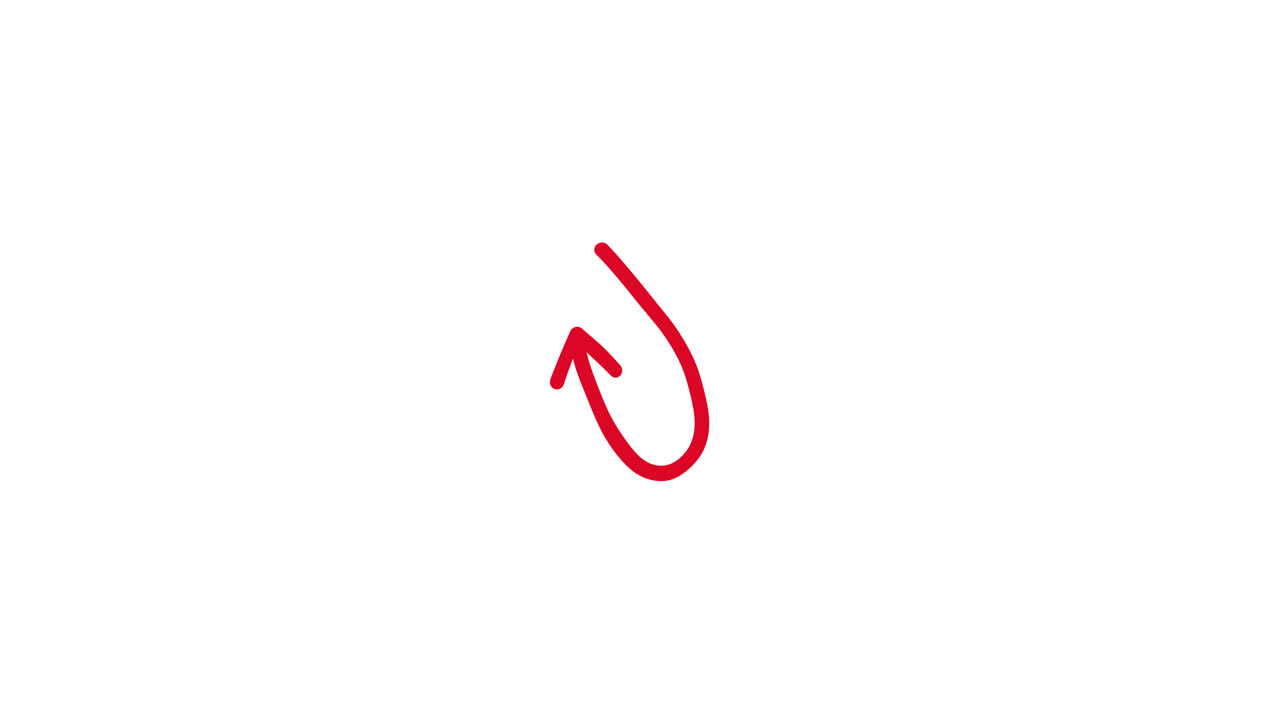 Animated Red Arrow Drawing and Disappearing on White Background