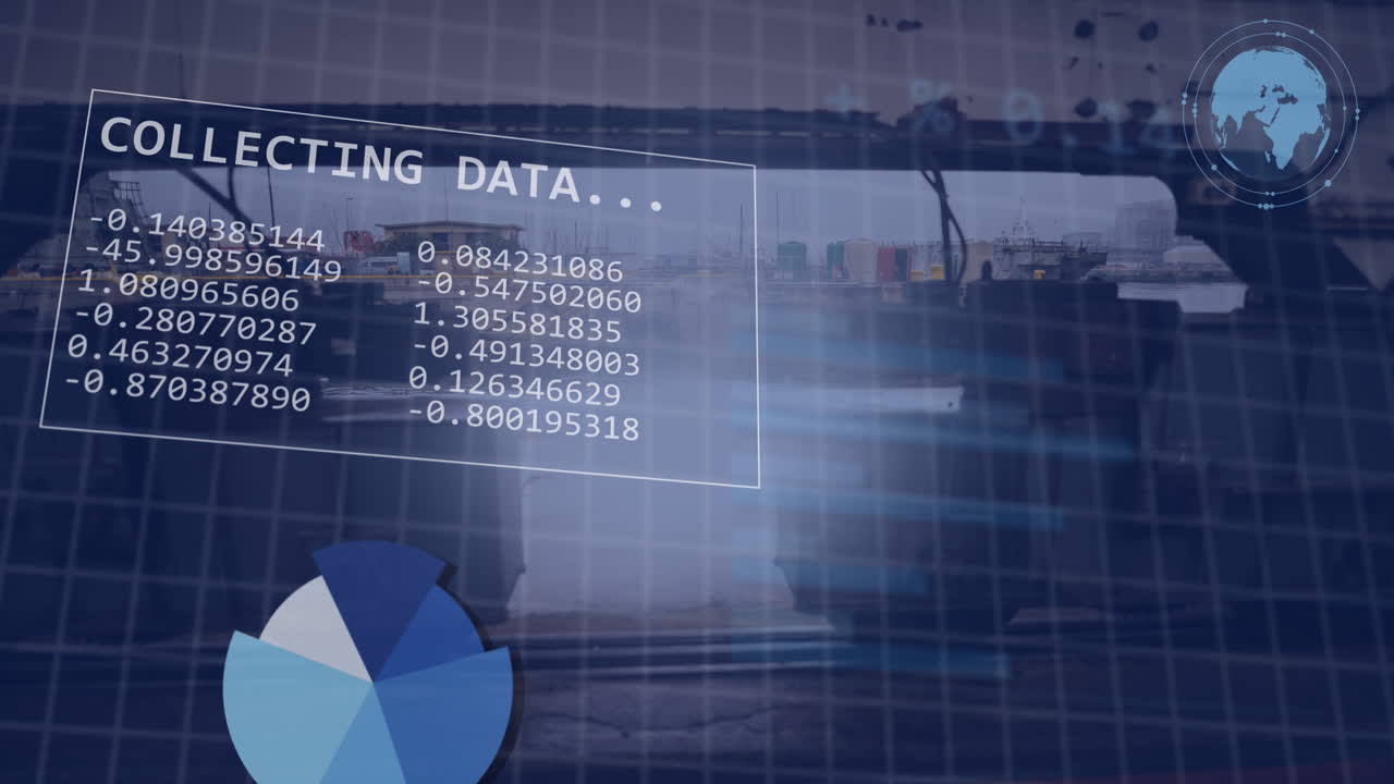 animación del procesamiento de datos financieros en el astillero