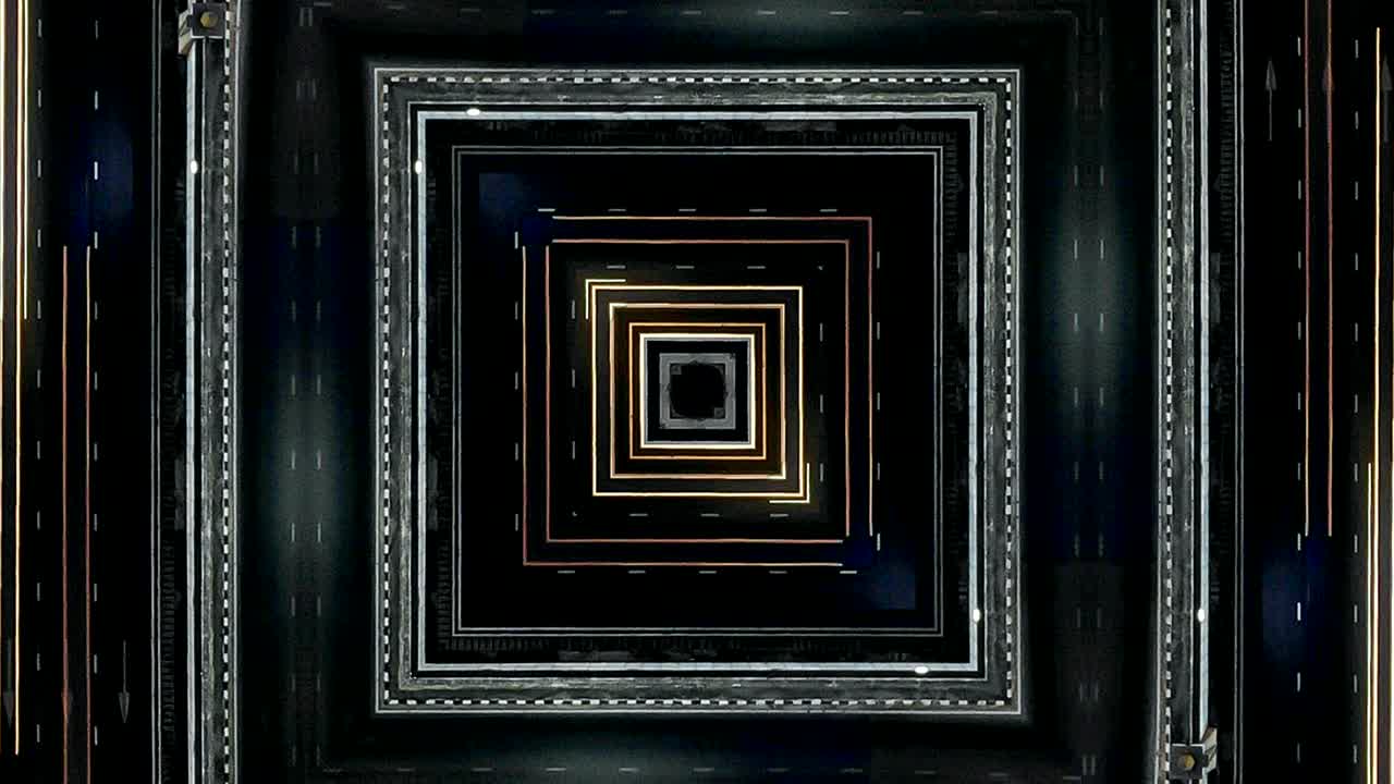 fondo abstracto futurista con animación de vuelo en túnel futurista abstracto con patrón de líneas de luz de neón.