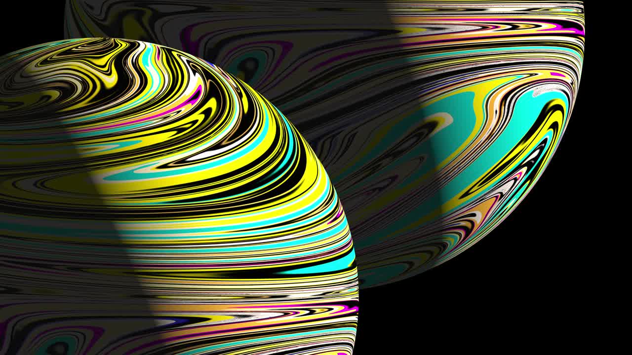 Multi color liquid marble sphere, 4K seamless 3D animation