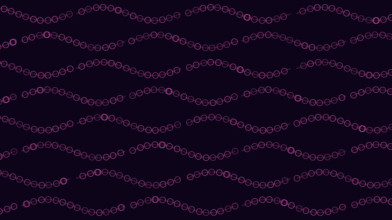 Neon futuristic rings and waves pattern on dark space