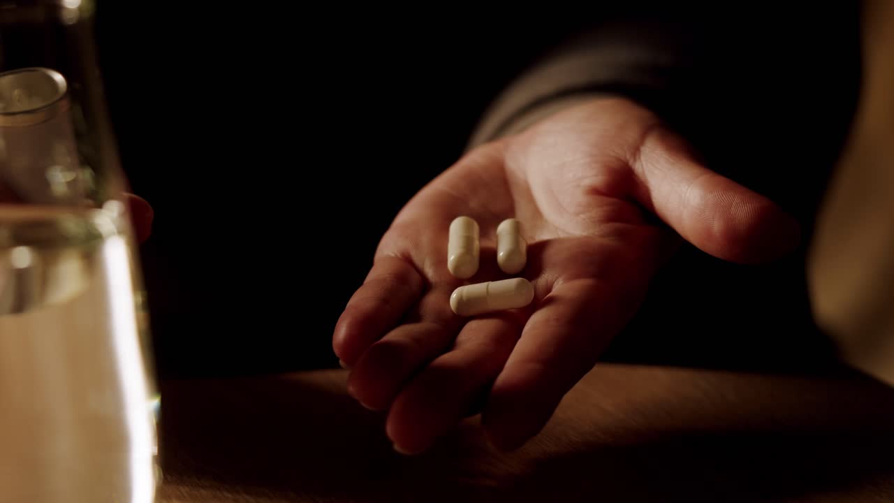 물과 함께 약을 복용하는 사람