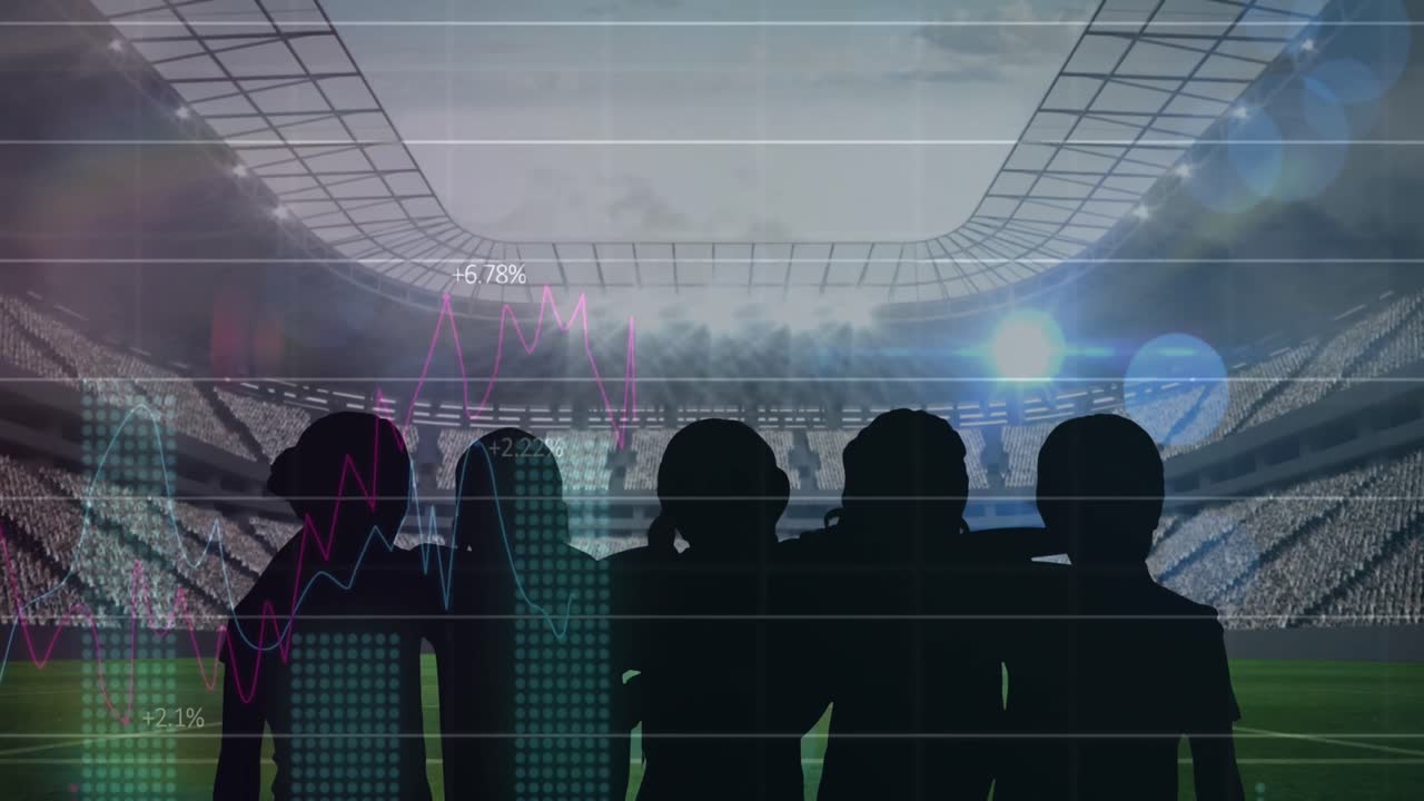 팬들의 실루 ⁇ 과 스포츠 스타디움의 배경에 대한 통계 데이터 처리