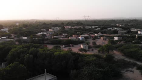 rural village in sindh. aerial dolly forward