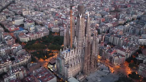 4k aerial of the sagrada familia in barcelona, spain in june 2025
