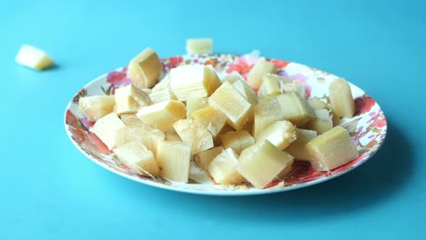 sugarcane cubes on a plate