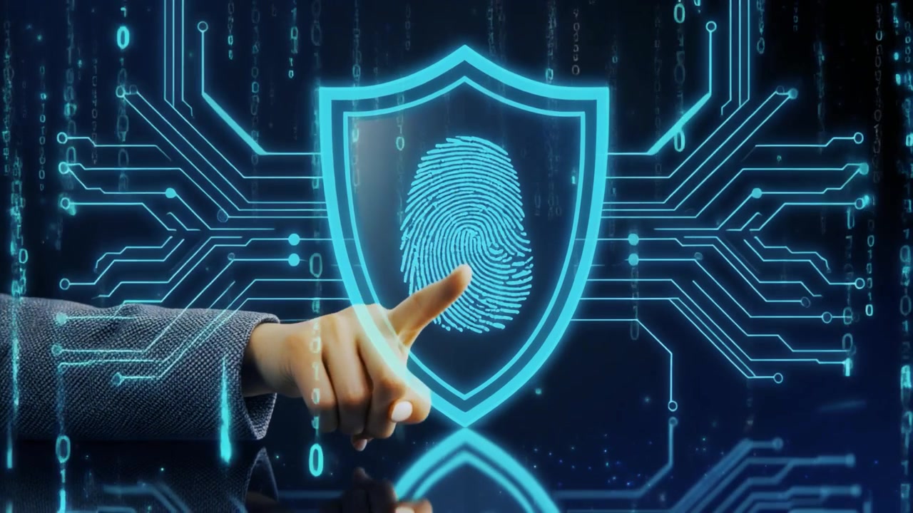 Hand Touching Digital Fingerprint Security Interface