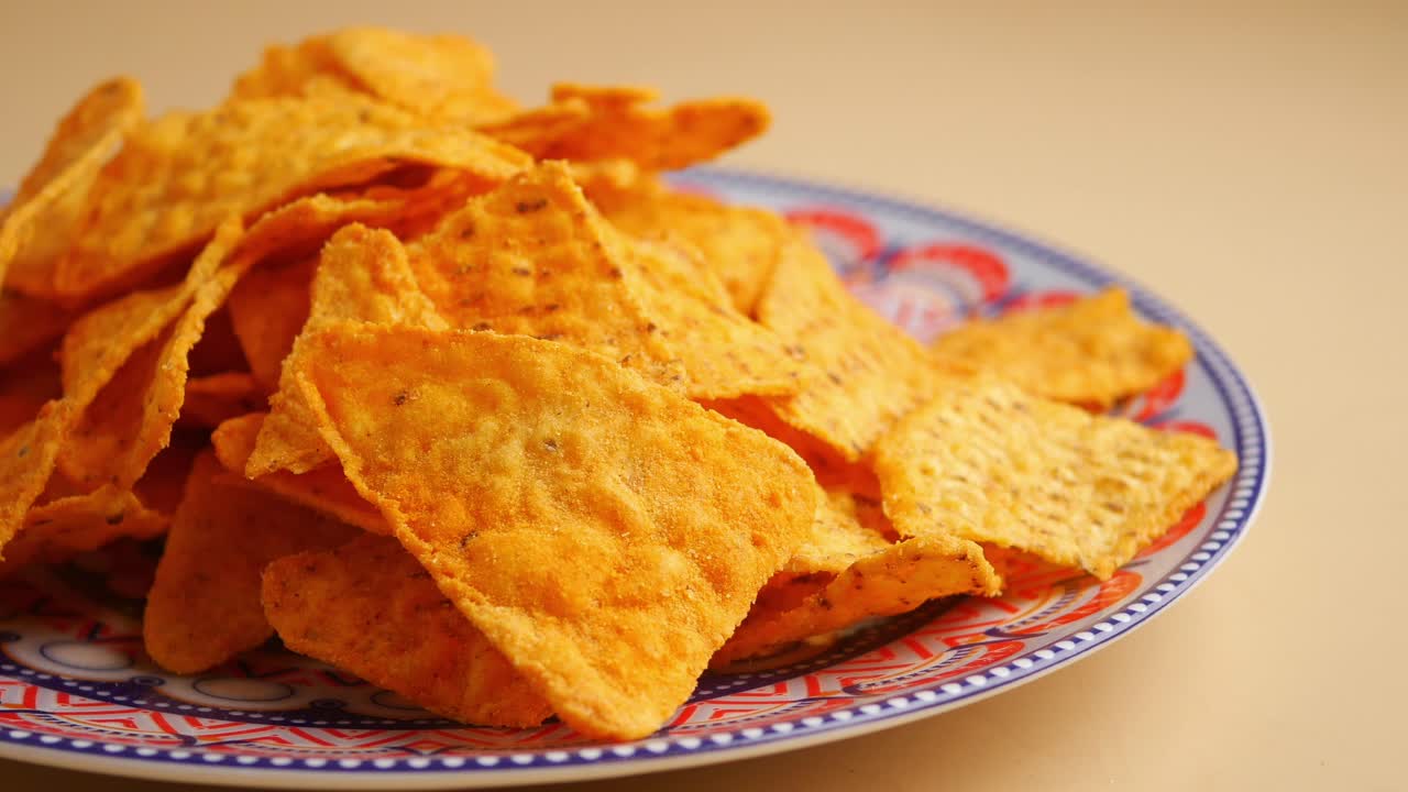 A plate of tortilla chips