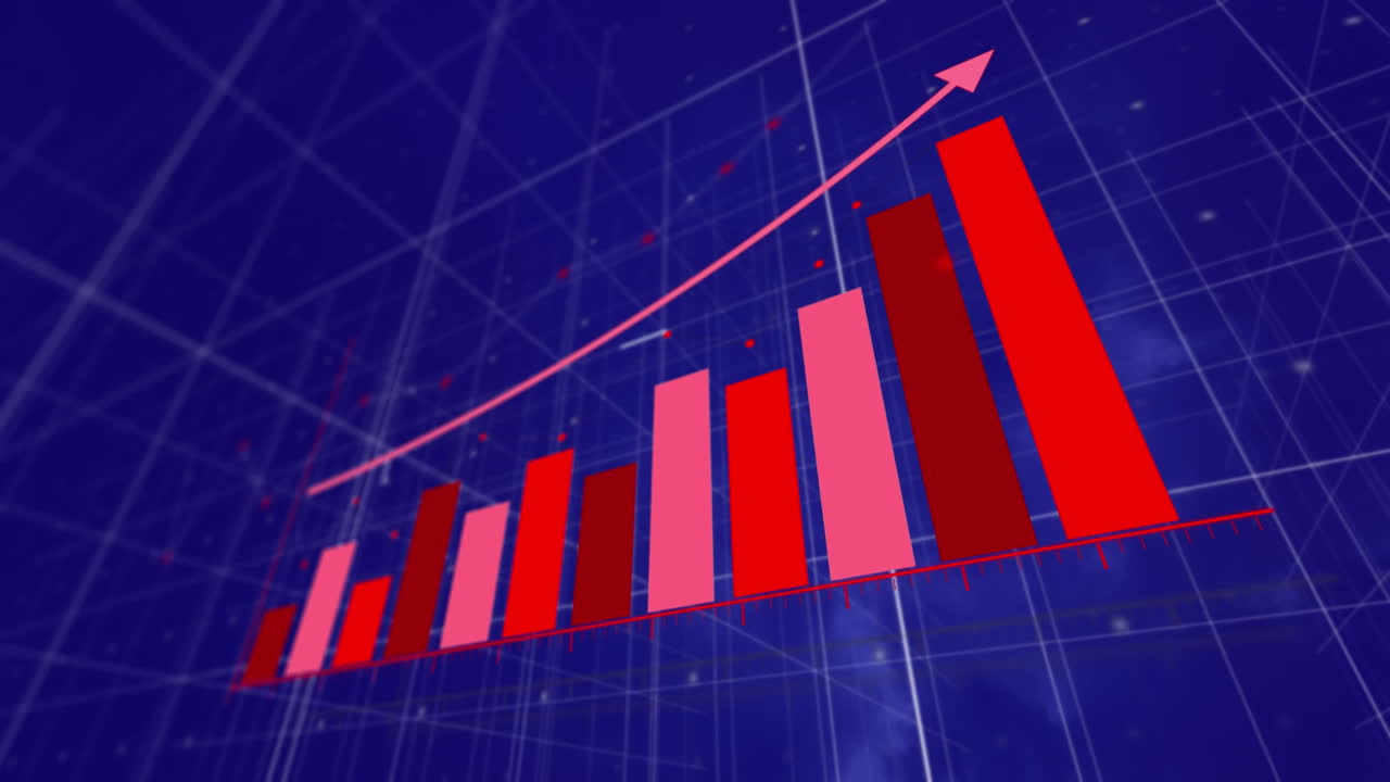 animación del procesamiento de datos sobre un fondo azul