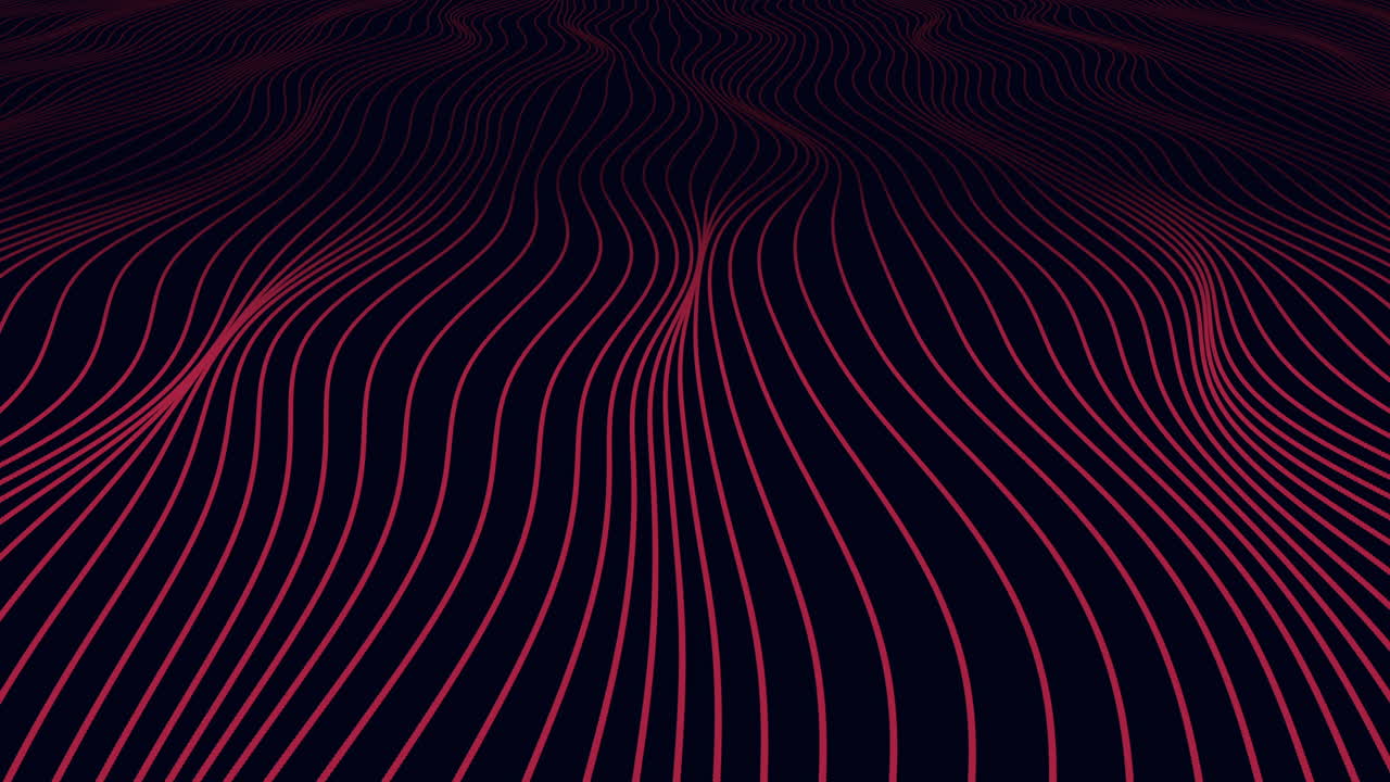 Dynamic red lines forming flowing waves across a dark background, creating an abstract futuristic surface ideal for technology, music, science, and modern digital backgrounds
